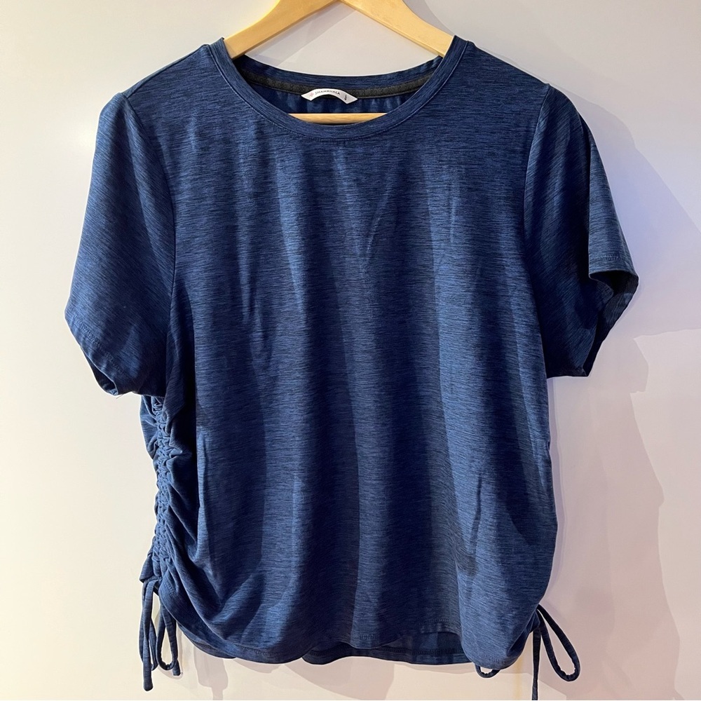 Shambhala Navy Ruched-Side Active Tee Size L